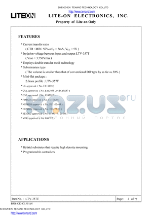 LTV-357 datasheet - Property of Lite-on Only