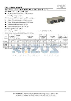 LU3S041L datasheet - 1X3 RJ45 CONNECTOR MODULE WITH INTEGRATED 10/100 BASE-TX MAGNETICS