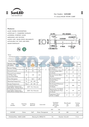 LUG39C datasheet - T-1 (3mm) SOLID STATE LAMP