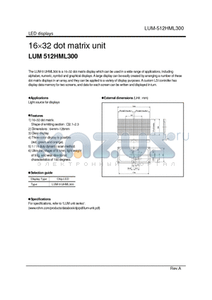 LUM-512HML300 datasheet - 16 x 32 dot matrix unit