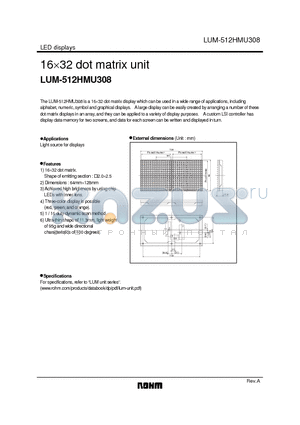 LUM-512HMU308 datasheet - 16 x 32 dot matrix unit