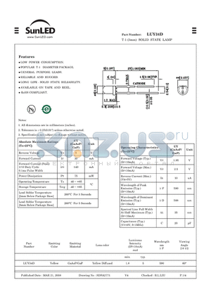 LUY34D datasheet - T-1 (3mm) SOLID STATE LAMP