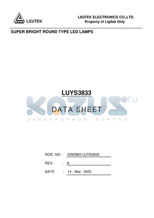 LUYS3833 datasheet - SUPER BRIGHT ROUND TYPE LED LAMPS
