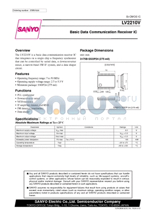 LV2210V datasheet - Basic Data Communication Receiver IC