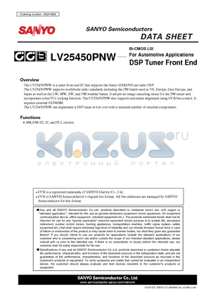 LV25450PNW datasheet - For Automotive Applications DSP Tuner Front End