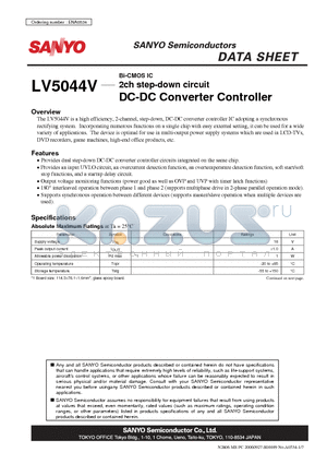 LV5044V datasheet - Bi-CMOS IC 2ch step-down circuit DC-DC Converter Controller