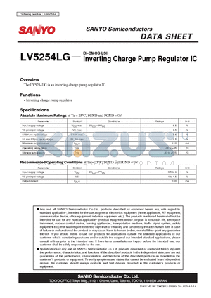 LV5254LG datasheet - Bi-CMOS LSI Inverting Charge Pump Regulator IC