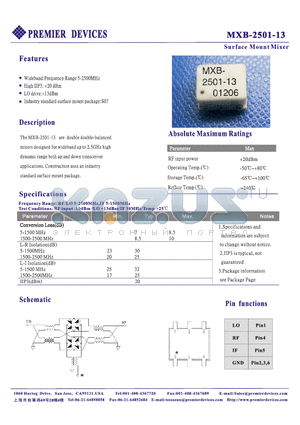 MXB-2501-13 datasheet - Surface Mount Mixer