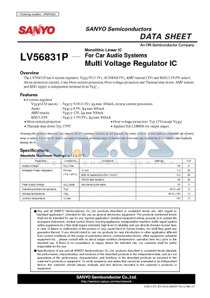 LV56831P datasheet - For Car Audio Systems Multi Voltage Regulator IC