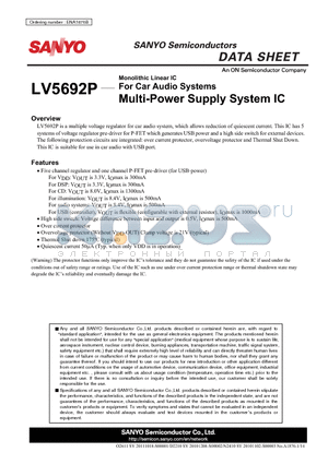 LV5692P datasheet - For Car Audio Systems Multi-Power Supply System IC