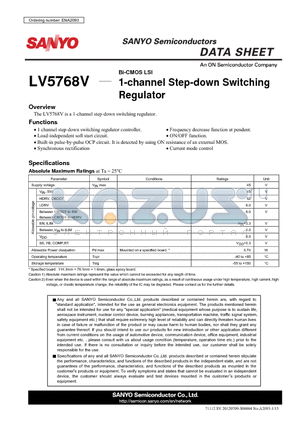LV5768V datasheet - 1-channel Step-down Switching Regulator