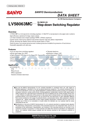 LV58063MC datasheet - Step-down Switching Regulator