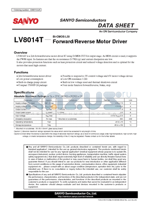 LV8014T datasheet - Forward/Reverse Motor Driver