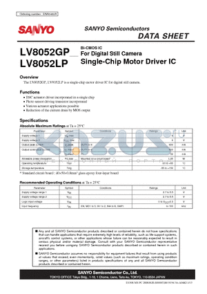 LV8052GP datasheet - Bi-CMOS IC For Digital Still Camera Single-Chip Motor Driver IC