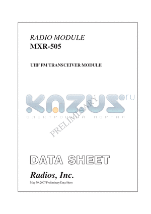 MXR-505 datasheet - UHF FM TRANSCEIVER MODULE