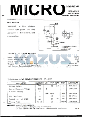 MYB51TAH datasheet - ULTRA HIGH BRIGHTNESS YELLOW LED LAMP