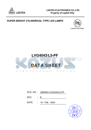 LVG4043-L5-PF datasheet - SUPER BRIGHT CYLINDRICAL TYPE LED LAMPS