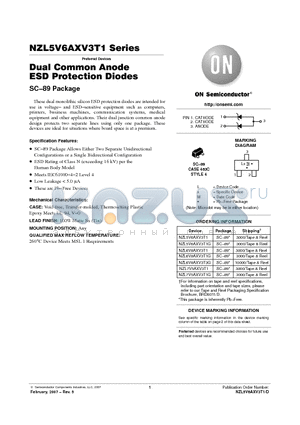NZL7V5AXV3T1 datasheet - Dual Common Anode ESD Protection Diodes SC−89 Package
