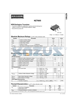 NZT605 datasheet - NPN Darlington Transistor