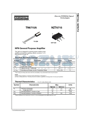 NZT6715 datasheet - NPN General Purpose Amplifier