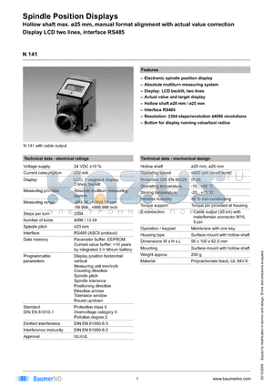 N141.103AA datasheet - Spindle Position Displays