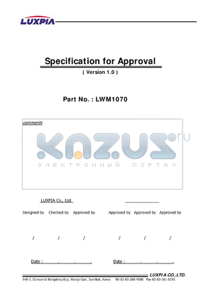 LWM1070 datasheet - Specification for Approval