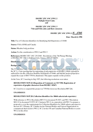 N1705 datasheet - 7-bit and 8-bit codes and their extension