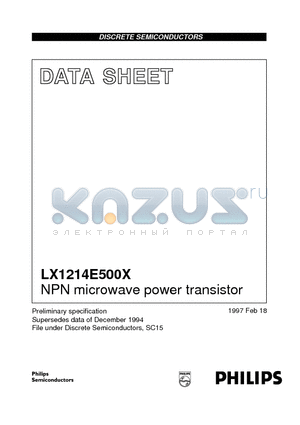 LX1214E500X datasheet - NPN microwave power transistor