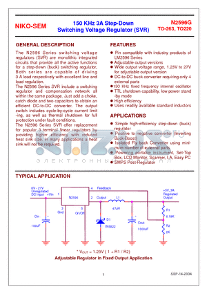 N2596TG datasheet - 150 KHz 3A Step-Down Switching Voltage Regulator (SVR)
