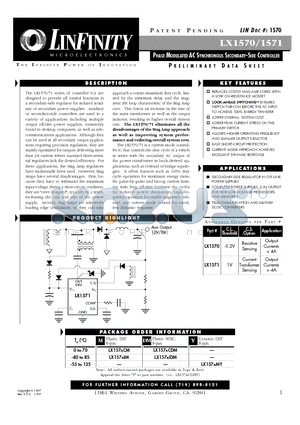 LX1570 datasheet - PHASE MODULATED AC SYNCHRONOUS SECONDARY-SIDE CONTROLLER