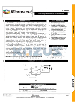 LX1990ILM datasheet - Dual Programmable LED Current Sink