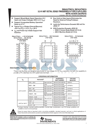LXH574 datasheet - 3.3V ABT OCTAL EDGE-TRIGGERED D-TYPE FLIP FLOPS WITH 3 STATE OUTPUTS