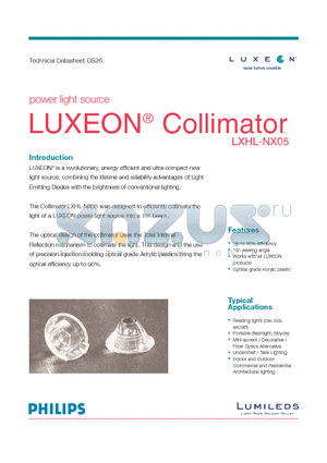 LXHL-NX05 datasheet - power light source LUXEON^ Collimator