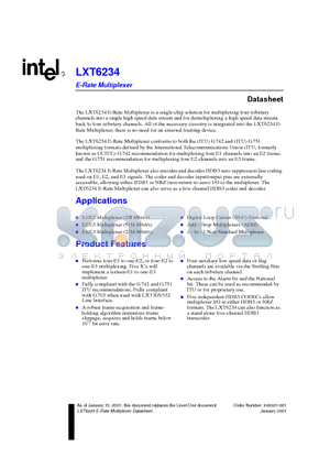 LXT6234 datasheet - E-Rate Multiplexer