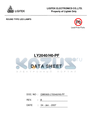 LY2040-H0-PF datasheet - ROUND TYPE LED LAMPS