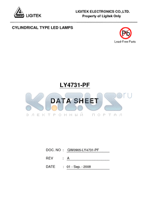 LY4731-PF datasheet - CYLINDRICAL TYPE LED LAMPS