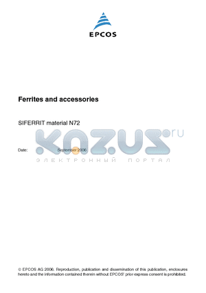 N72 datasheet - Ferrites and accessories
