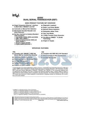 N82503 datasheet - DUAL SERIAL TRANSCEIVER (DST)