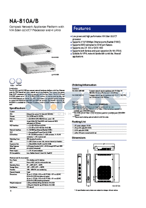 NA-810A datasheet - Supports one 2.5 IDE or SATA HDD