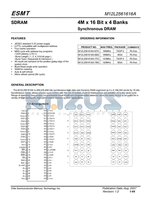 M12L2561616A datasheet - 4M x 16 Bit x 4 Banks Synchronous DRAM