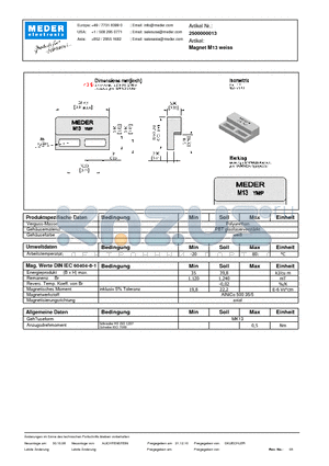 M13_DE datasheet - (deutsch) Magnet