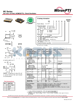 M148FCN datasheet - 5x7 mm, 5.0 Volt, HCMOS/TTL, Clock Oscillator