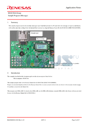 M16C26A-M datasheet - Sample Program (Message)