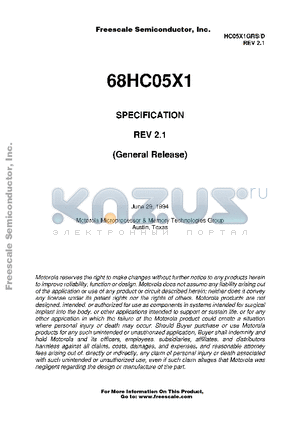 68HC05X1 datasheet - SPECIFICATION (General Release)