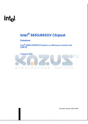 82865G datasheet - Intel 865G/865GV Graphics and Memory Controller Hub