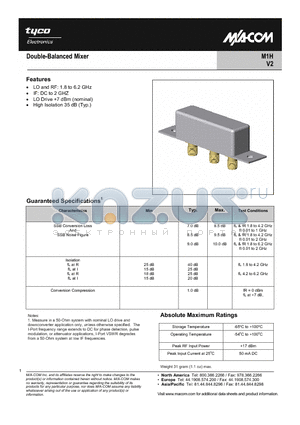 M1H datasheet - Double-Balanced Mixer