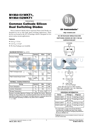 M1MA152WKT1 datasheet - Common Cathode Silicon Dual Switching Diodes