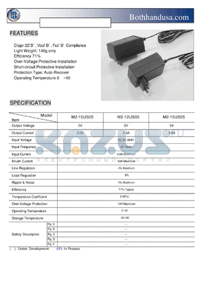 M2-12US05 datasheet - 10-15 Watt Switching Adapter