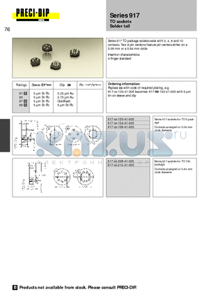 917-97-103-41-005 datasheet - TO sockets Solder tail