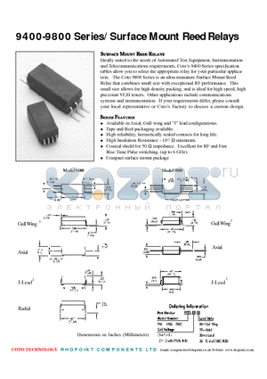 9401 datasheet - Surface Mount Reed Relays